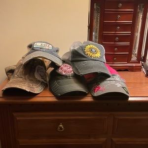 Five hats!  John Deere Cabellas, Simply Southern, Judith March Camper, Cabelas